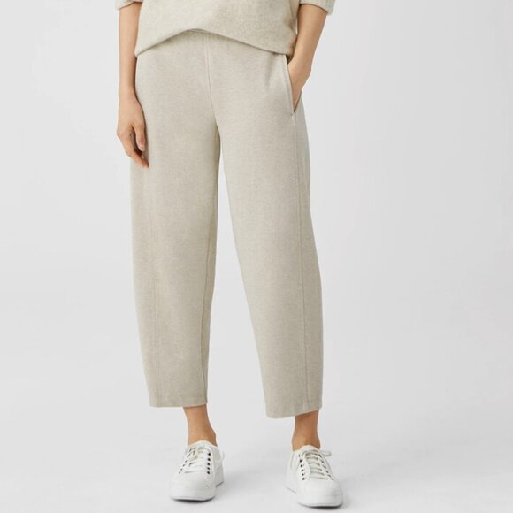 Eileen Fisher Lantern Pants Organic Cotton Light Gray Barrel Leg - Picture 1 of 11